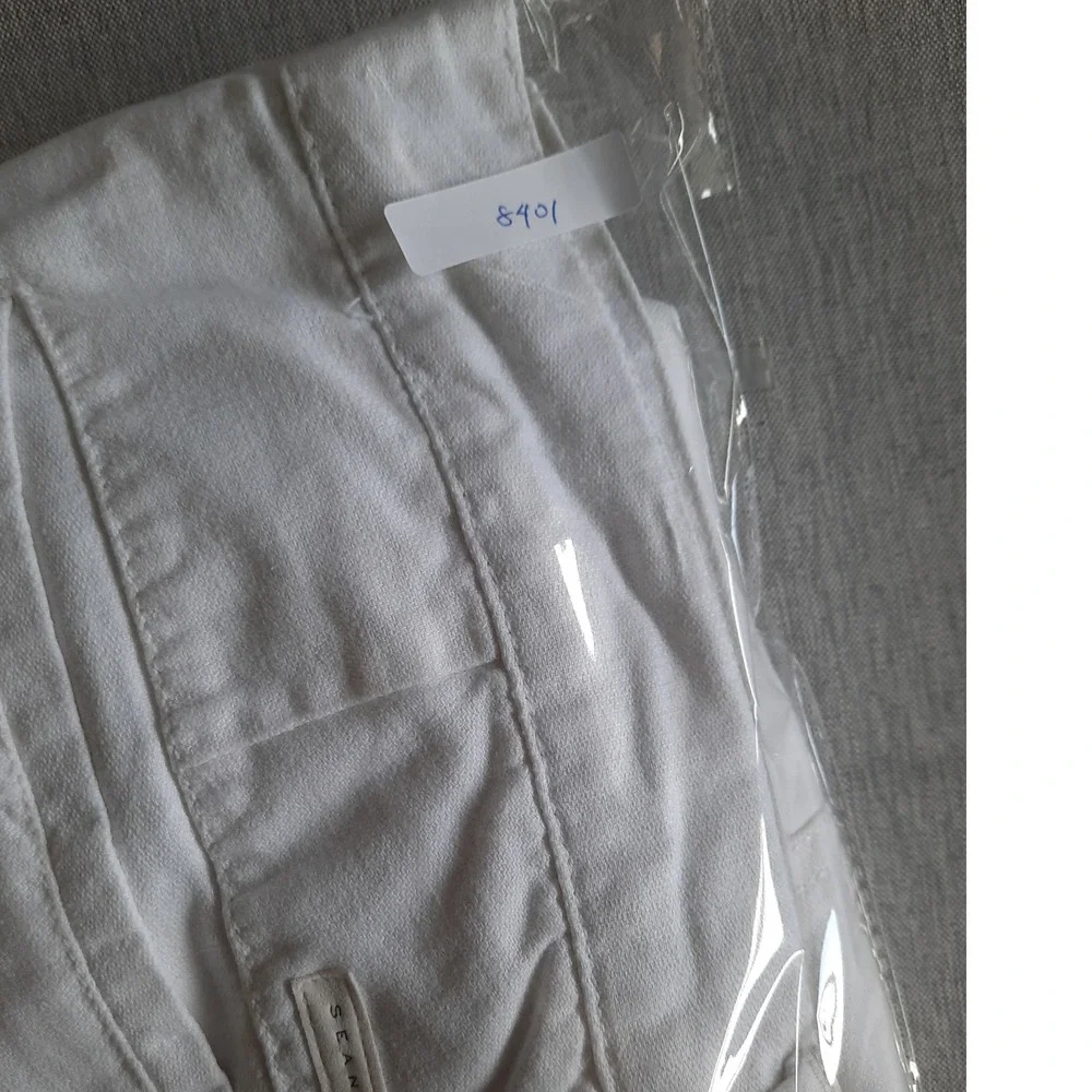 Sean John Men 34 Pure Linen Performance Active Pockets White Cargo Short